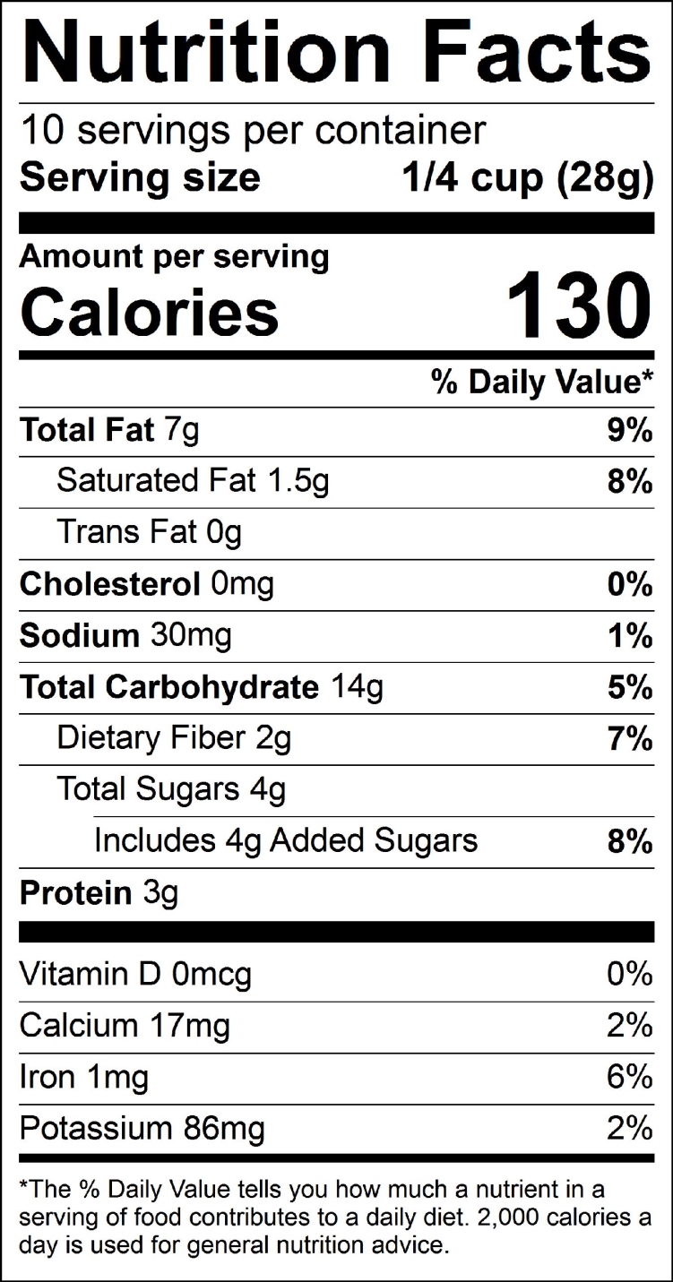 Original granola nutrition facts (10-oz bag)