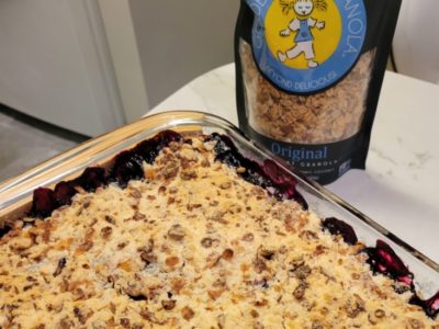 Blueberry and peach granola crumble with Orignal granola