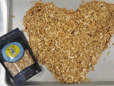 Original granola bag next to ingredients